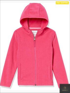 Girls Polar Fleece Hooded Jacket Full Zip Lightweight Insulated Cozy Casual